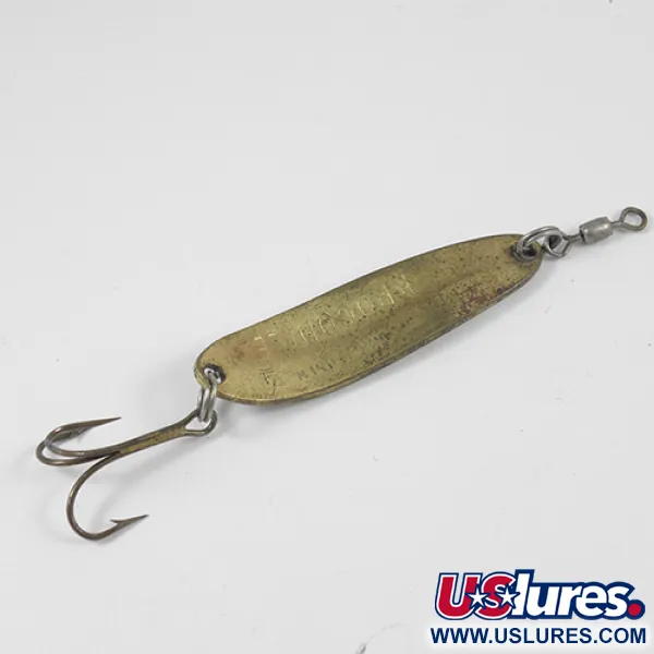 Vintage  Luhr Jensen Krocodile Die #3, 1/3oz Yellow / Black / Brass fishing spoon #1984