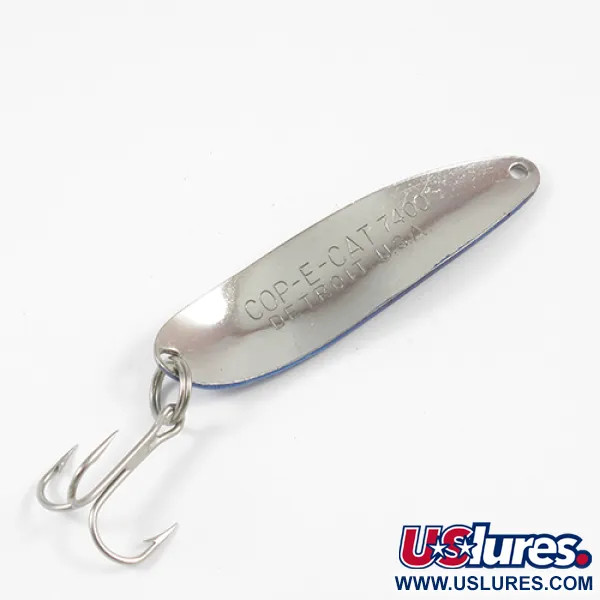Vintage  Eppinger Dardevle Cop-E-Cat 7400, 1/2oz Nickel / Blue fishing spoon #1992
