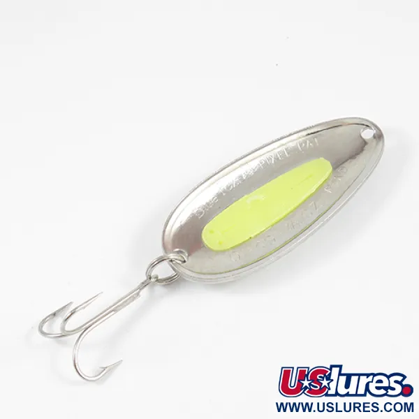 Vintage   Blue Fox Pixee , 3/4oz Hammered Nickel / Yellow fishing spoon #1986