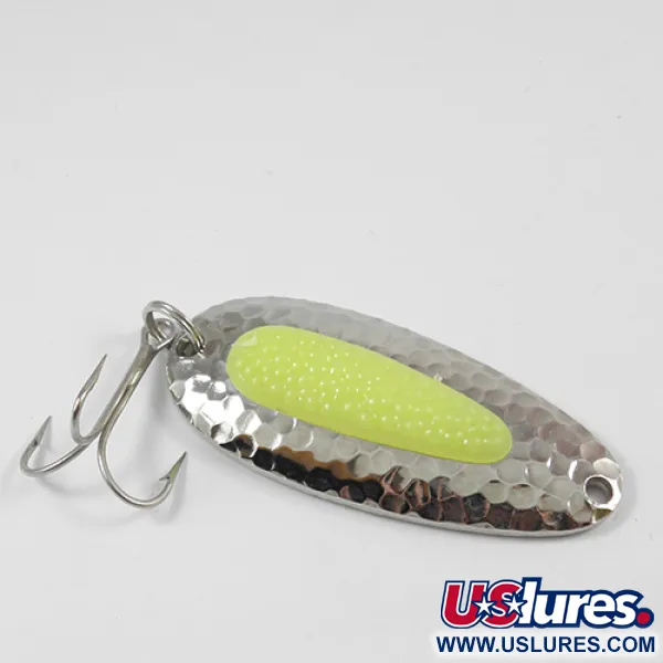 Vintage   Blue Fox Pixee , 3/4oz Hammered Nickel / Yellow fishing spoon #1986