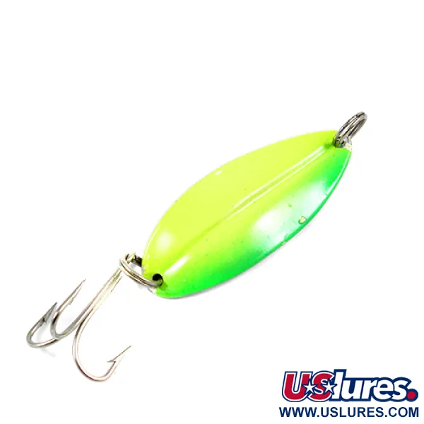 Vintage  TODDCO Main liner , 1/2oz Fluorescent Yellow / Green / Nickel fishing spoon #1989