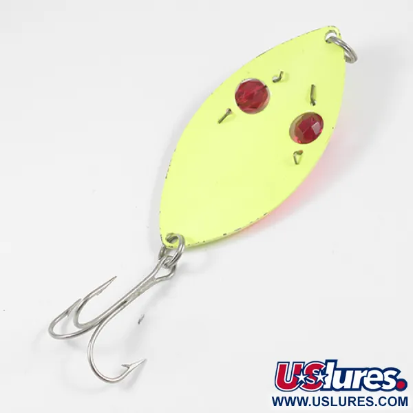 Vintage  Eppinger Red Eye Wiggler, 1oz Yellow / Orange / Nickel fishing spoon #1990
