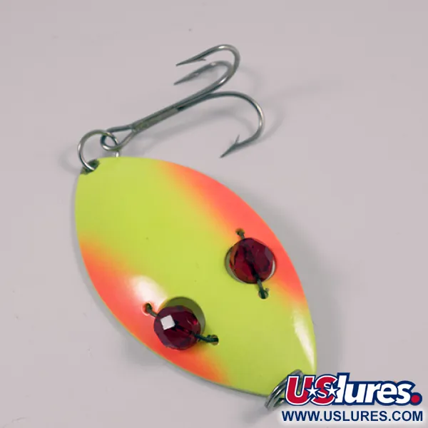 Vintage  Eppinger Red Eye Wiggler, 1oz Yellow / Orange / Nickel fishing spoon #1990