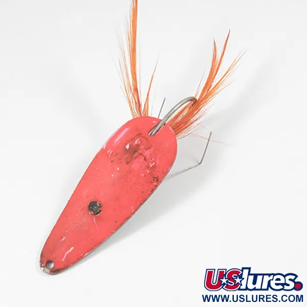 Vintage  Eppinger Dardevle Dardevlet Feathered Weedless, 2/5oz Bright Pink / Nickel fishing spoon #2009