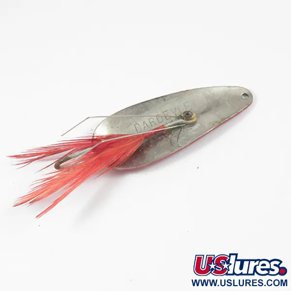 Vintage  Eppinger Weedless Dardevle Imp, 2/5oz Red / White / Nickel fishing spoon #2010