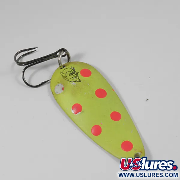 Vintage  Eppinger Dardevle Dardevlet, 3/4oz Fluorescent Yellow / Red fishing spoon #2014
