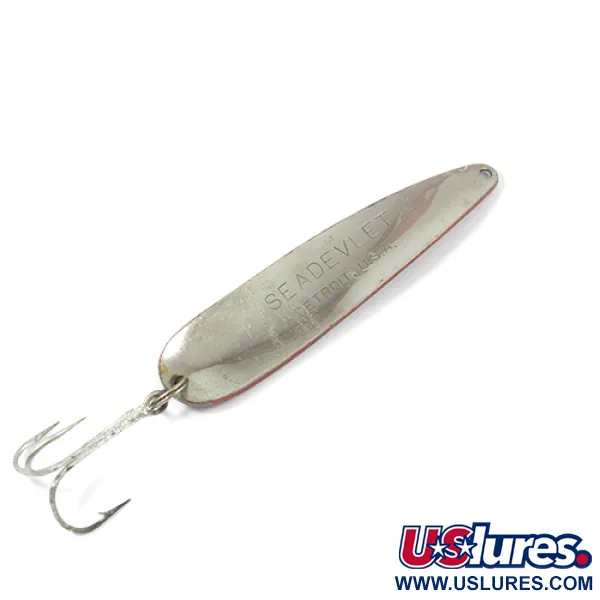 Vintage  Eppinger Dardevle Seadevlet, 1 1/3oz Nickel / Red / White fishing spoon #2015