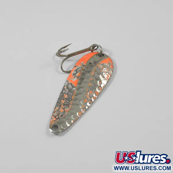 Vintage  Worth Chippewa, 1/3oz Hammered Nickel fishing spoon #2017