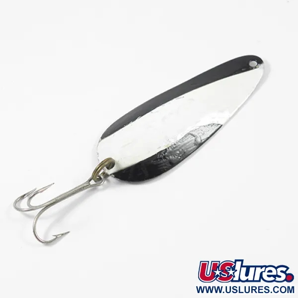Vintage   Nebco FlashBait 166, 1/2oz Black / White / Nickel fishing spoon #2020