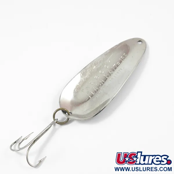 Vintage   Nebco FlashBait 166, 1/2oz Black / White / Nickel fishing spoon #2020