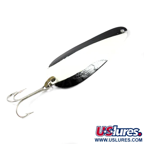 Vintage   Nebco FlashBait 166, 1/2oz Black / White / Nickel fishing spoon #2020