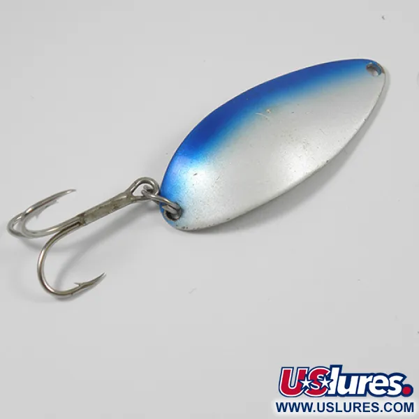 Vintage  Seneca Little Cleo (Hula Girl), 1/2oz Pearl / Blue / Nickel fishing spoon #2030