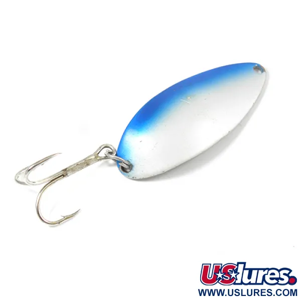 Vintage  Seneca Little Cleo (Hula Girl), 1/2oz Pearl / Blue / Nickel fishing spoon #2030