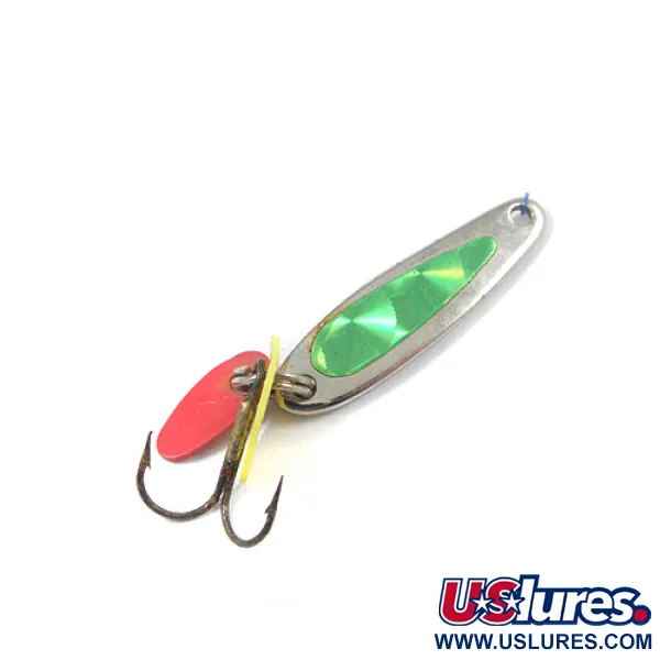 Vintage   Bay de Noc Swedish pimple, 1/16oz Nickel / Green fishing spoon #2039