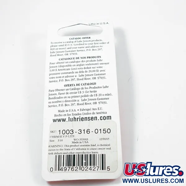  Luhr Jensen Krocodile , 1/3oz Nickel fishing spoon #2047