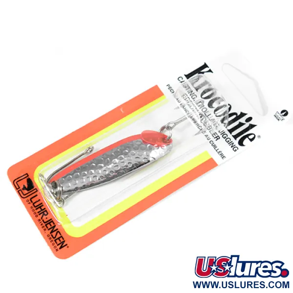  Luhr Jensen Krocodile Die #3, 1/3oz Hammered Nickel / Red fishing spoon #2054