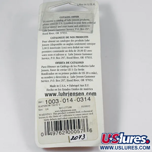  Luhr Jensen Krocodile Die #3, 1/3oz Rainbow Trout / Nickel fishing spoon #2073