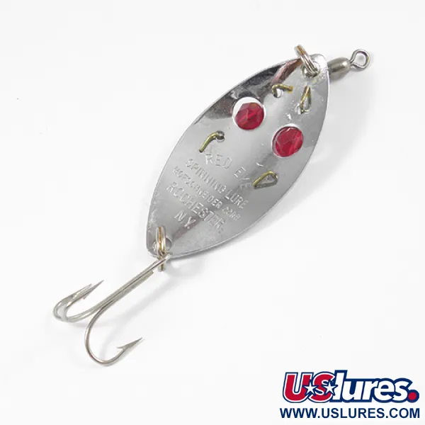 Vintage  Hofschneider Red Eye junior, 2/5oz Nickel / Red Eyes fishing spoon #2074