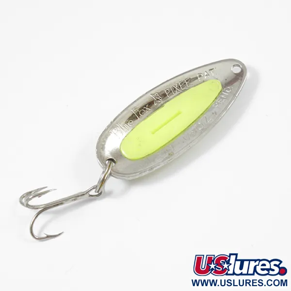 Vintage   Blue Fox Pixee , 1/2oz Nickel / Yellow fishing spoon #2086