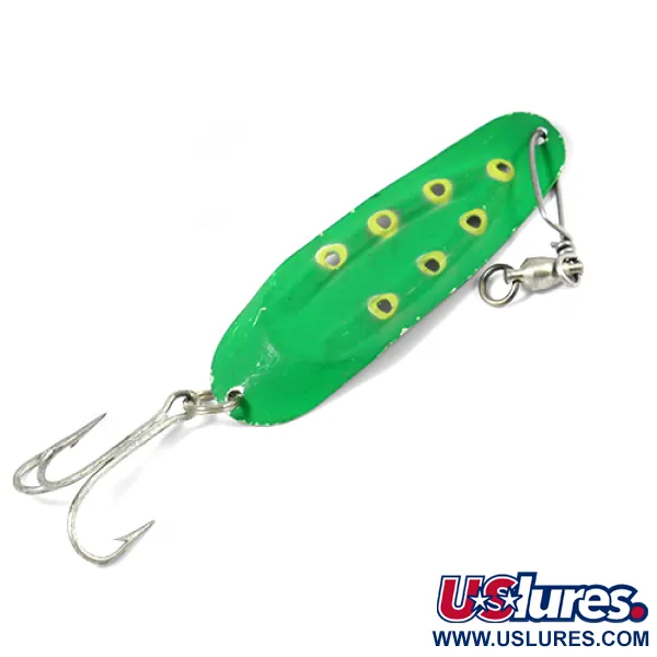 Vintage  Lake Products Charger, 1/2oz Fluorescent Green / Yellow / Nickel fishing spoon #2091