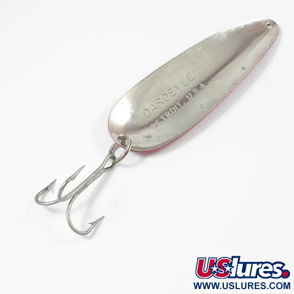 Vintage  Eppinger Dardevle, 1oz Red / White / Nickel fishing spoon #2092