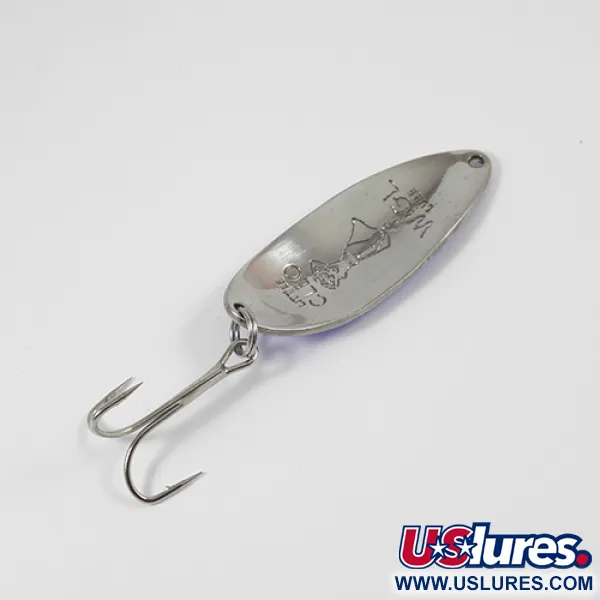 Vintage  Seneca Little Cleo (Hula Girl), 1/2oz Nickel / Blue fishing spoon #2109