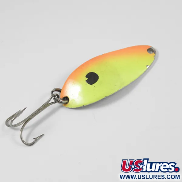 Vintage  Seneca Little Cleo (Hula Girl), 1/3oz Yellow / Orange / Nickel fishing spoon #2111