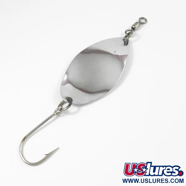 Vintage  Luhr Jensen Manistee 4, 1/2oz Nickel / Blue fishing spoon #2112