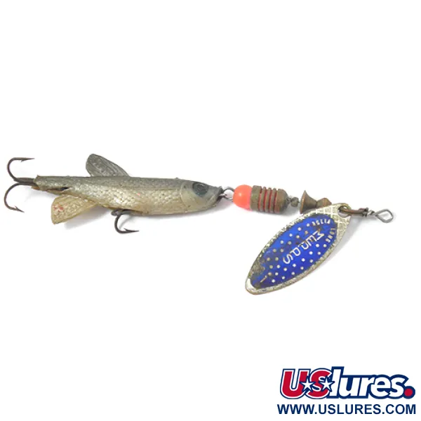 Vintage   Mepps Aglia Long 1 Mino, 3/16oz Nickel / Blue spinning lure #2118