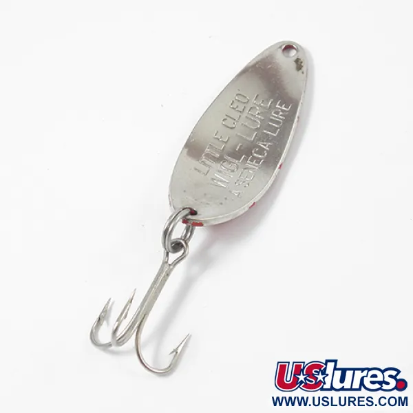 Vintage  Seneca Little Cleo, 1/4oz Red / White / Nickel fishing spoon #2120
