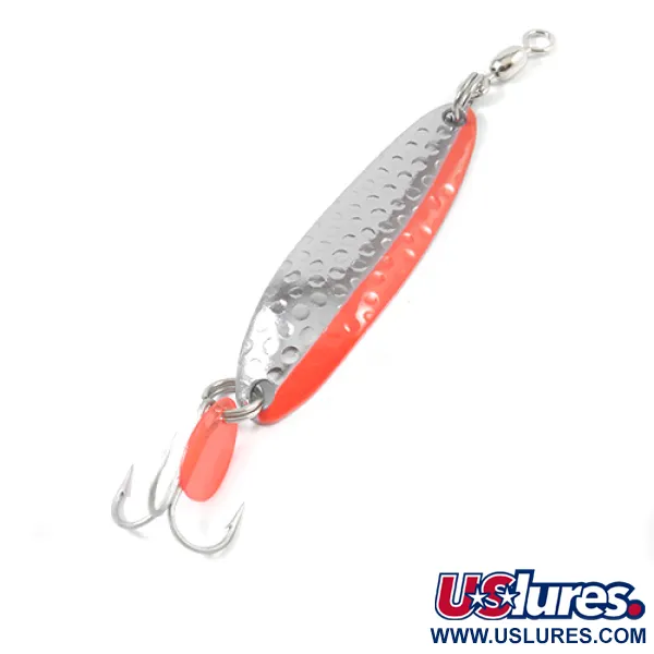  Luhr Jensen Krocodile Die #3, 1/3oz Hammered Nickel / Red fishing spoon #2131