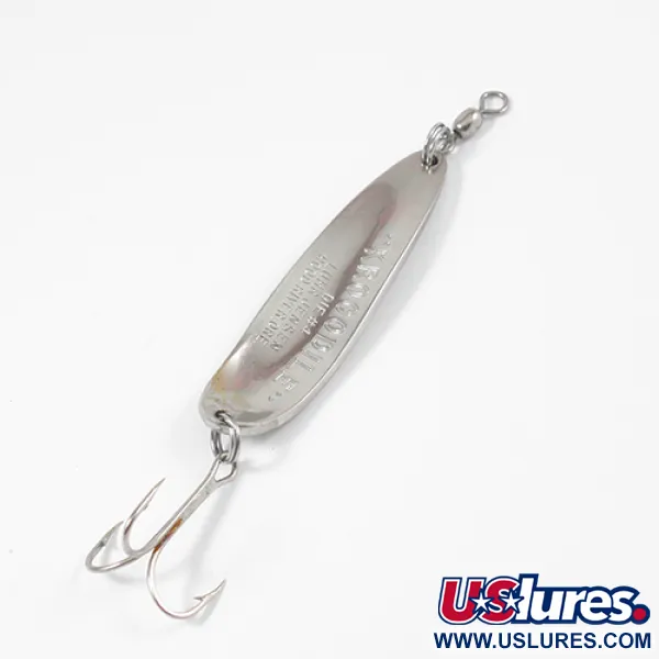 Vintage  Luhr Jensen Krocodile Die #4, 3/5oz Nickel / Blue fishing spoon #2139