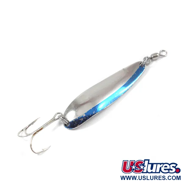 Vintage  Luhr Jensen Krocodile Die #4, 3/5oz Nickel / Blue fishing spoon #2139