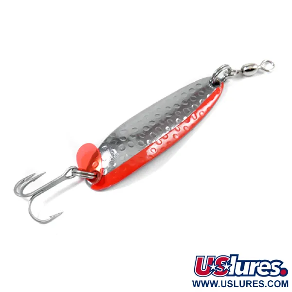  Luhr Jensen Krocodile Die #3, 1/3oz Hammered Nickel / Red fishing spoon #2141