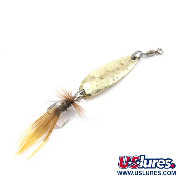 Vintage  Luhr Jensen Krocodile, 1/3oz Hammered Brass fishing spoon #2155