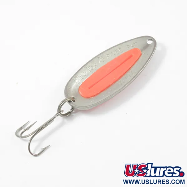 Vintage   Blue Fox Pixee , 1/2oz Hammered Nickel / Orange fishing spoon #2162