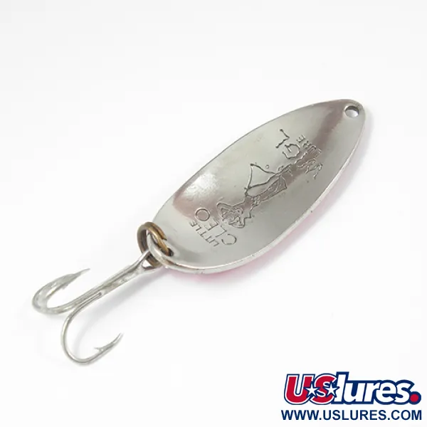 Vintage  Seneca Little Cleo (Hula Girl), 1/2oz Nickel / Pink fishing spoon #2176