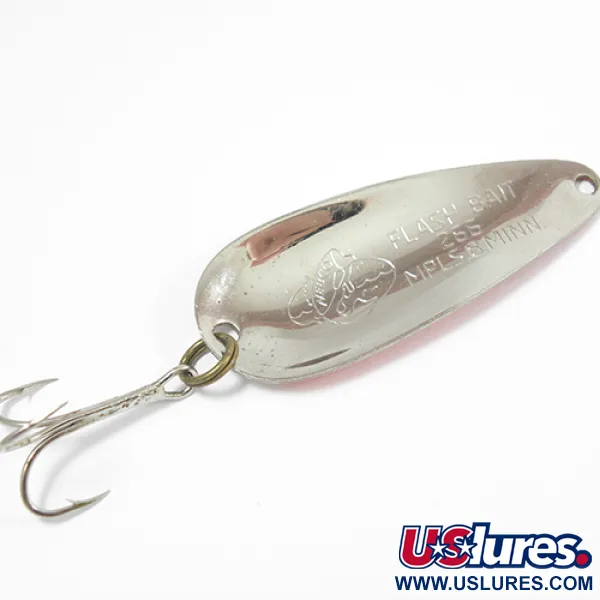 Vintage   Nebco FlashBait 266, 1/3oz Red / White / Nickel fishing spoon #2182