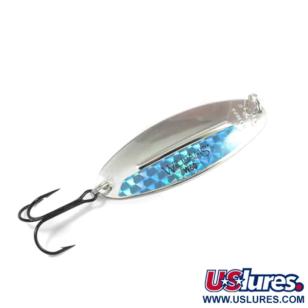 Vintage   Williams Wabler, 2/3oz Silver / Rainbow Hologram (Silver Plated) fishing spoon #2187