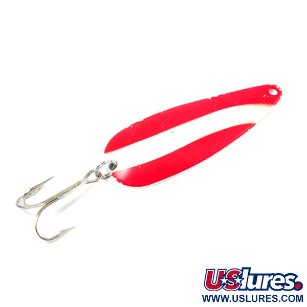 Vintage  Worth Chippewa, 1/2oz Red / White / Nickel fishing spoon #2194