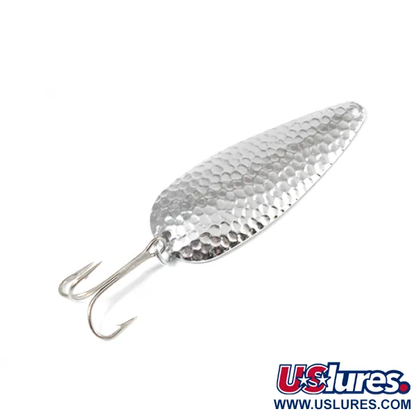 Vintage  Worth Chippewa, 1/2oz Hammered Nickel fishing spoon #2202