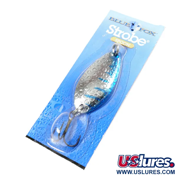   Blue Fox Strobe Tear Drop Spoon, 1/4oz Hammered Nickel / Blue fishing spoon #2198