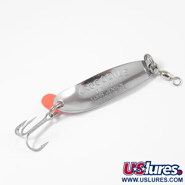  Luhr Jensen Krocodile Die #3, 1/3oz Hammered Nickel / Red fishing spoon #2199