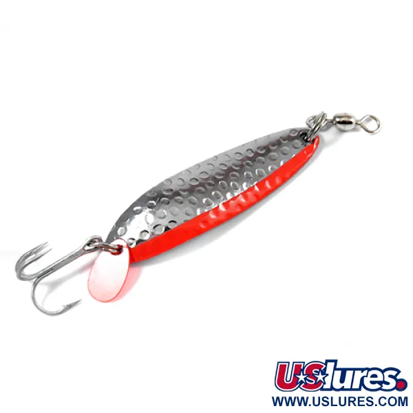  Luhr Jensen Krocodile Die #3, 1/3oz Hammered Nickel / Red fishing spoon #2199