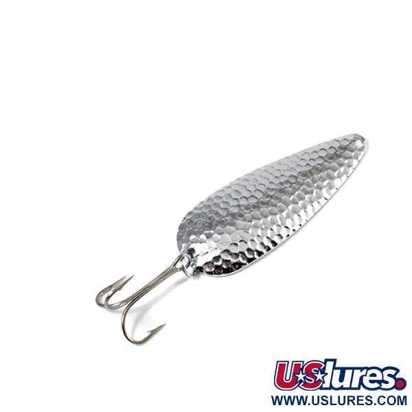 Vintage  Worth Chippewa, 1/2oz Hammered Nickel fishing spoon #2211