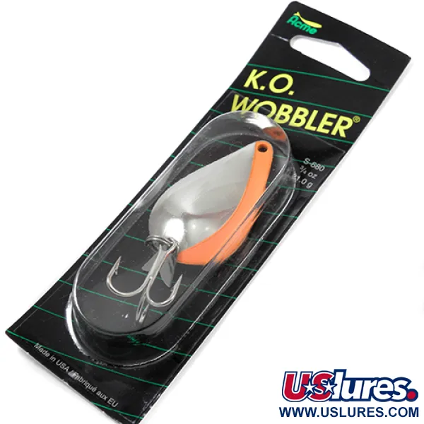  Acme K.O. Wobbler UV, 3/4oz Nickel / uv Stripe Glow in UV light, Fluorescent fishing spoon #2212
