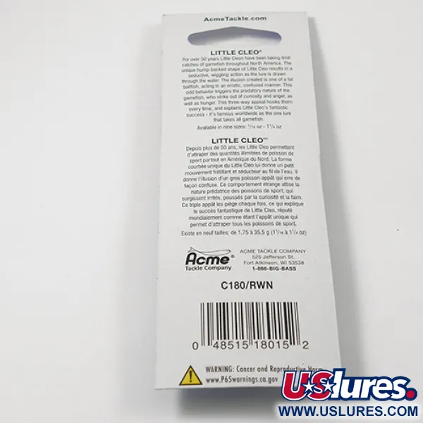  Acme Little Cleo, 1/8oz Red / White fishing spoon #2218