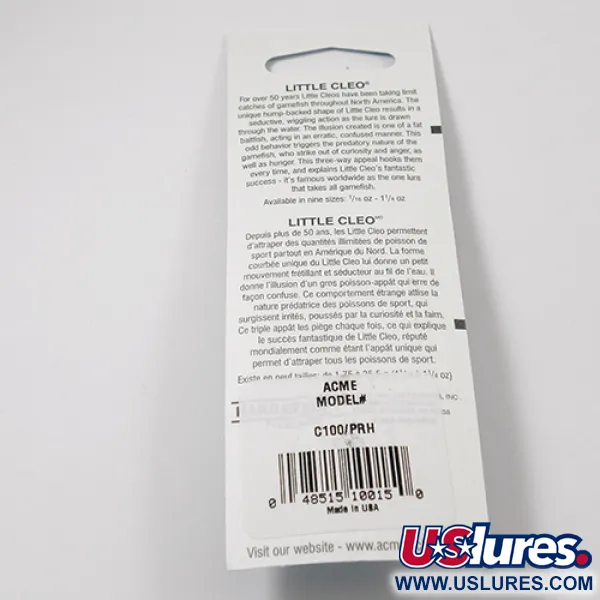  Acme Little Cleo, 1/3oz White / Red fishing spoon #2219