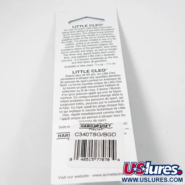  Acme Little Cleo Glow, 3/4oz  fishing spoon #2222