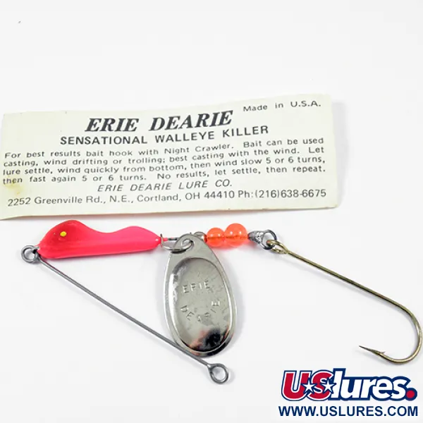   Erie Dearie Walleye Killer , 2/5oz Nickel / Red spinning lure #2233